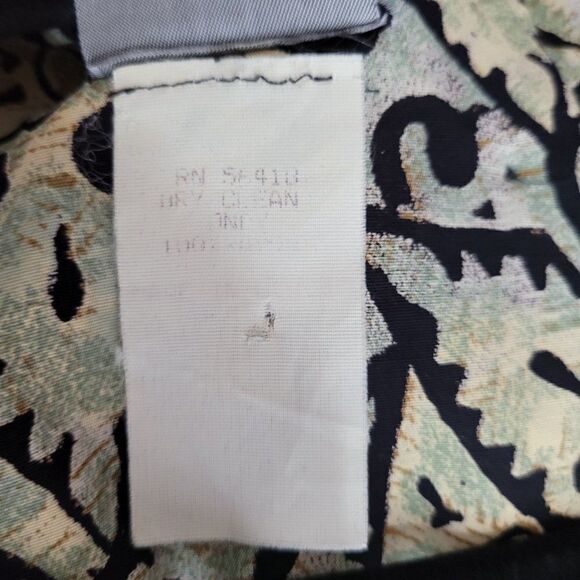 Vtg 80's Dress Midi Sleeveless V-neck Mock Wrap Pinafore Scroll Heart Green Sz S - Picture 10 of 12